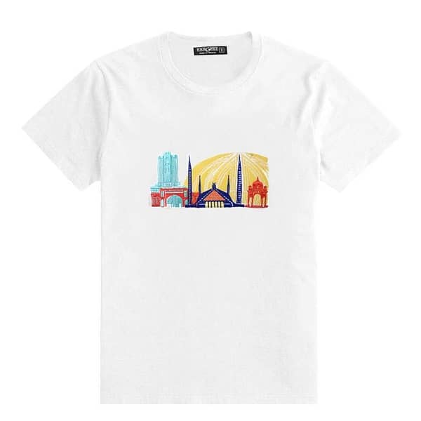 City Icon Embroidered Men Tee Shirt - White