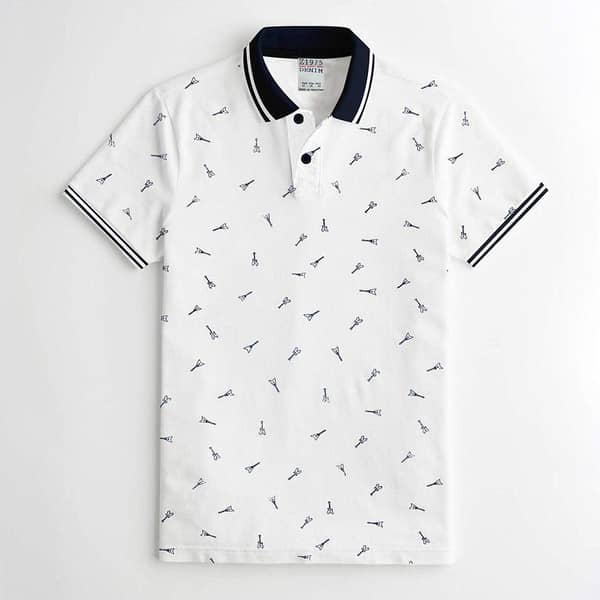 Printed White Tipping Polo