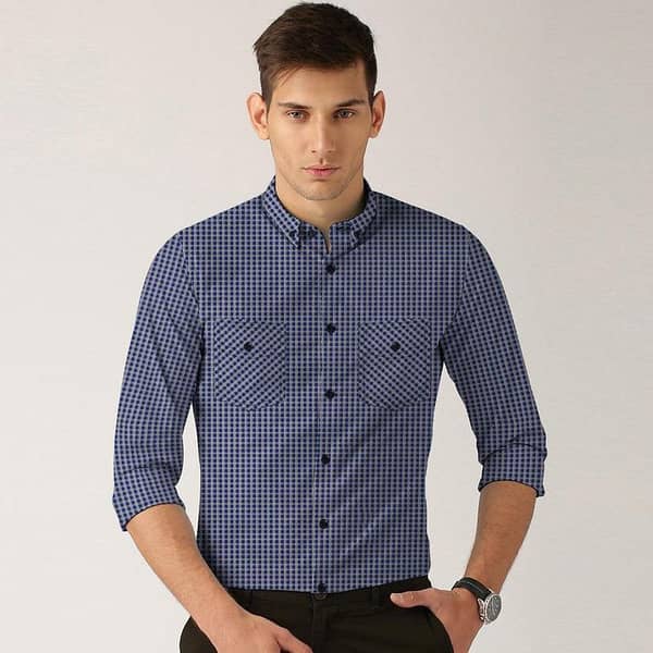frieze blue check shirt