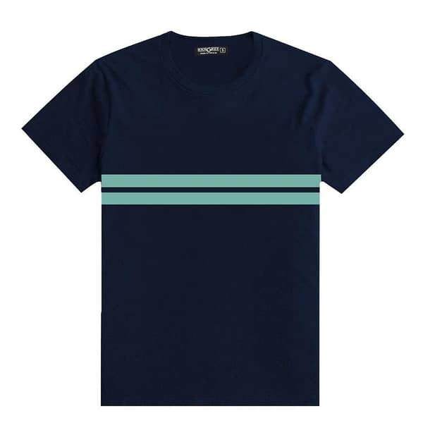 Men Chest Fashion Ribbon Tee Shirt - Navy