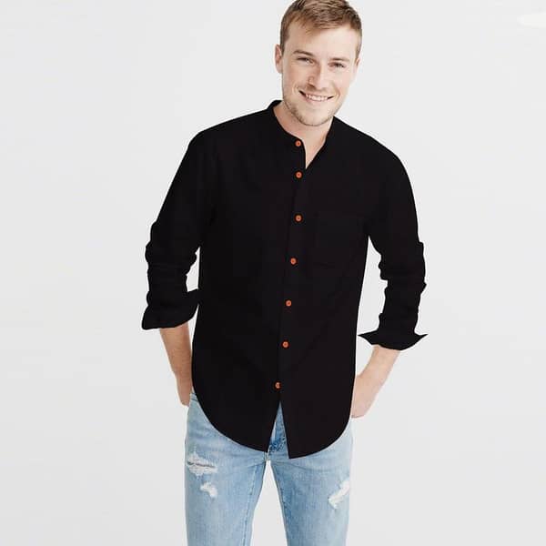 oxford band collar shirt