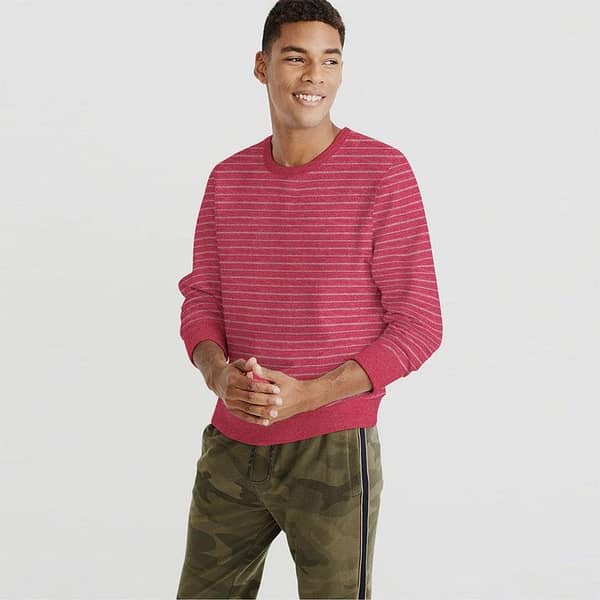 Men Yarn Dyed Sweat Shirt - Lining Pink