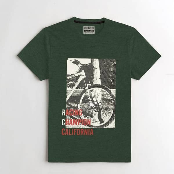 BOY'S UNIQUE PRINTED GREEN TEE SHIRT