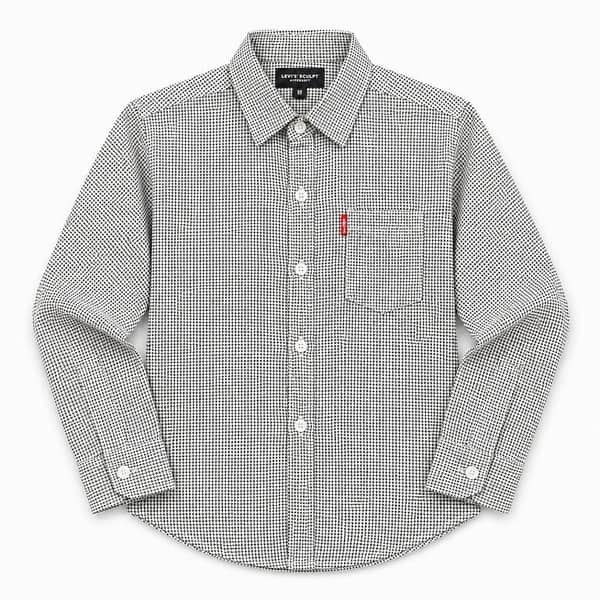 Boy's Geometric Pattern Full Sleeves Casual Shirt - White