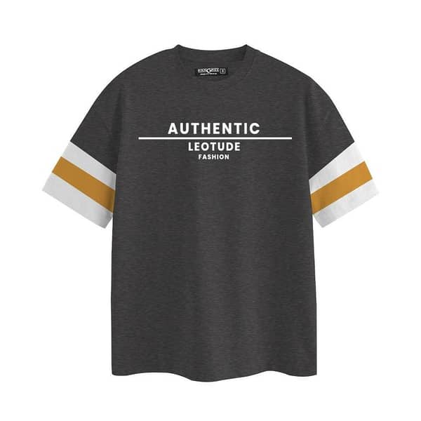 Oversize Down Shoulder Tee Shirt - Charcoal