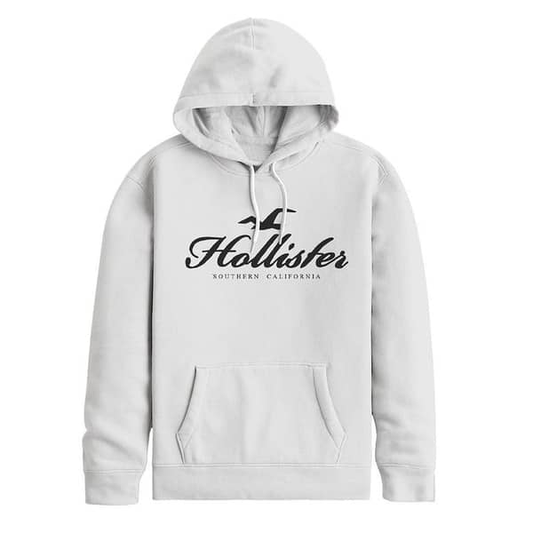 Signature Printed Terry Pull Over  Hoodie - White