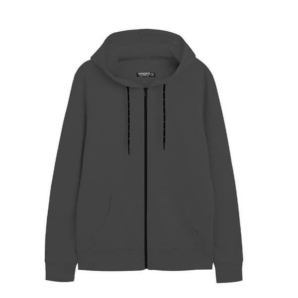 GRAY FLEECE ZIP UP HOODIE