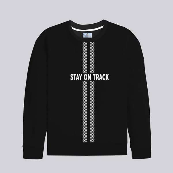 HG "STAY ON TRACK" Printed Premium Sweat Shirt - Black