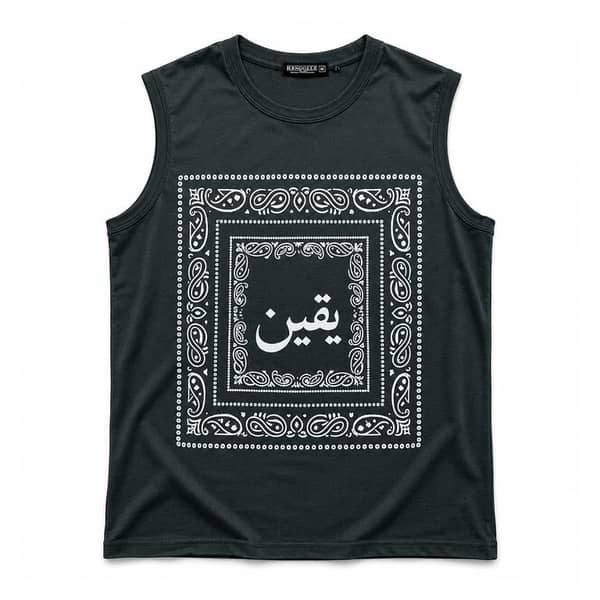 Men's Bandana Graphic Sleeveless Tank Top - Charcoal Black