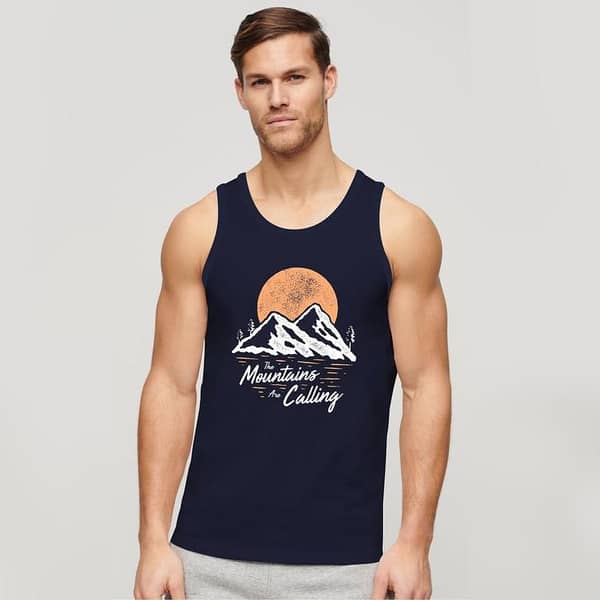 HG "Mountains" Printed ActiveFit Sleeveless Vest - Oxford Blue