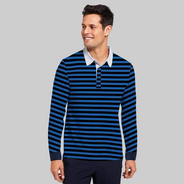 Blue Strapper Full Sleeves Polo Shirt