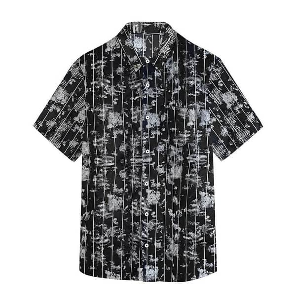 Men’s Abstract Grid Printed Casual Shirt - Black