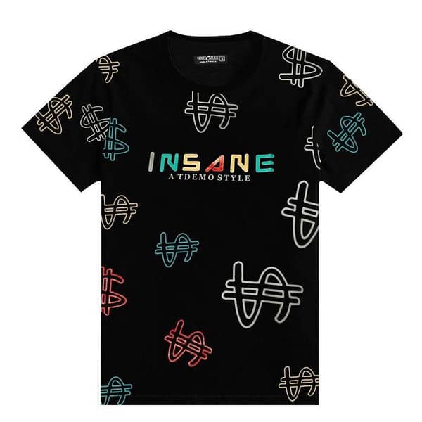 Boy's $ Graphic Printed Tee Shirt - Black