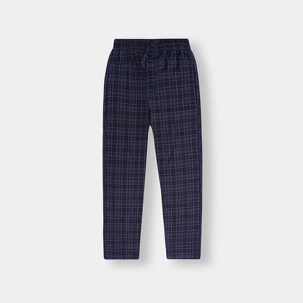 Men Casual Check Trouser - Navy
