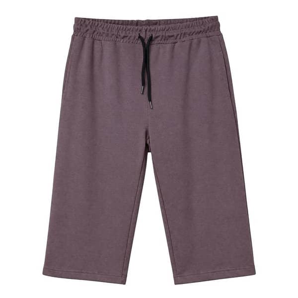 Men's Basic Summer Essential 3 Quarter Shorts - Purple Brown