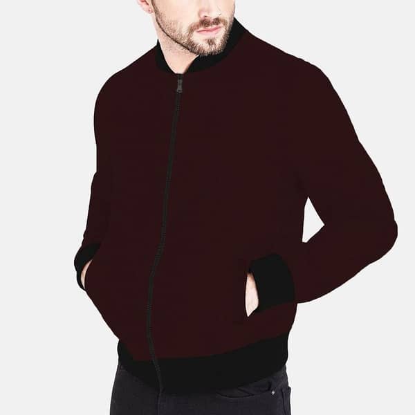 Maroon EXCLUSIVE FLEECE BOMBER JACKET