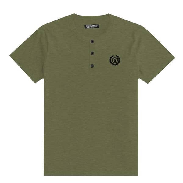 HG SIGNATURE EMB HENLEY TEE - OLIVE GREEN