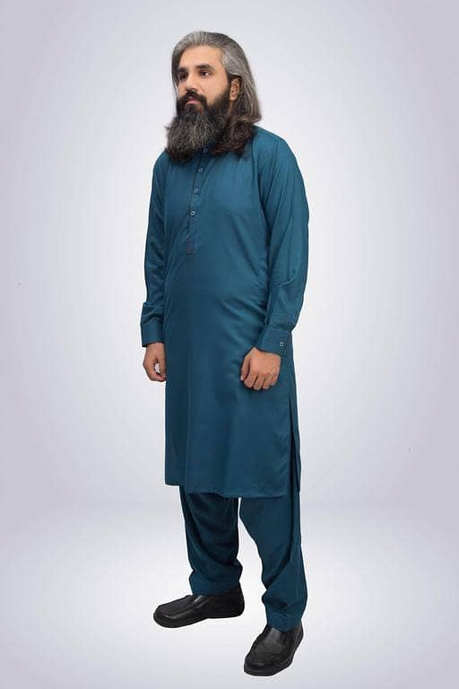 Wash N Wear Fashion Work Shalwar Kameez - Green