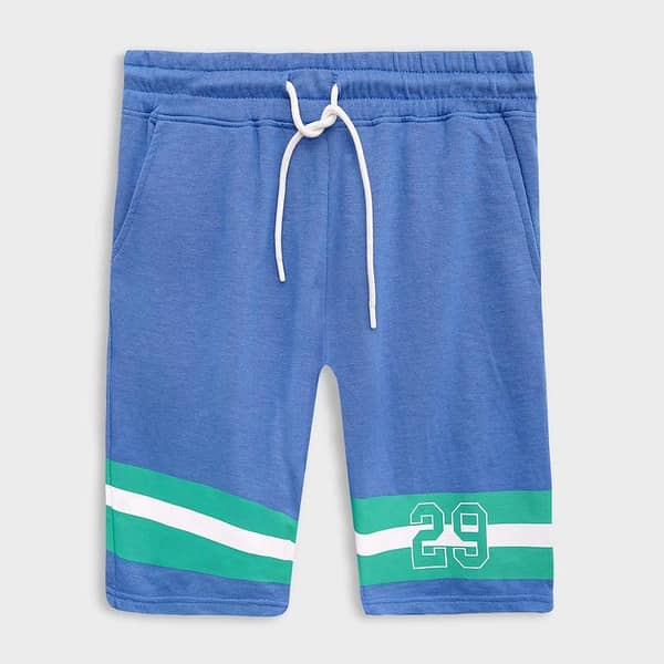 Printed Blue Two Quarter Shorts For Men's