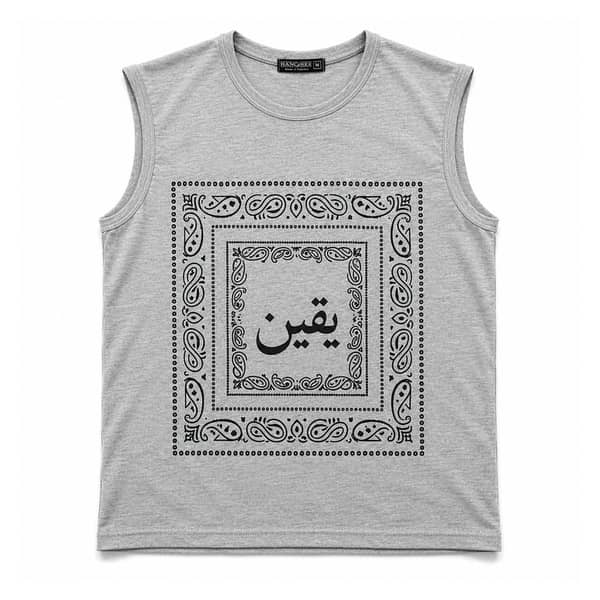 Men's Bandana Graphic Sleeveless Tank Top - Light Gray