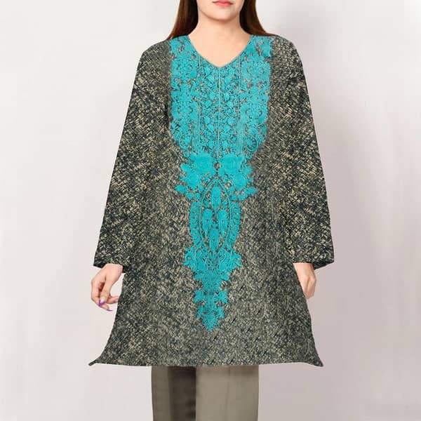 Women Embroidered Lawn Short Frok Kurti