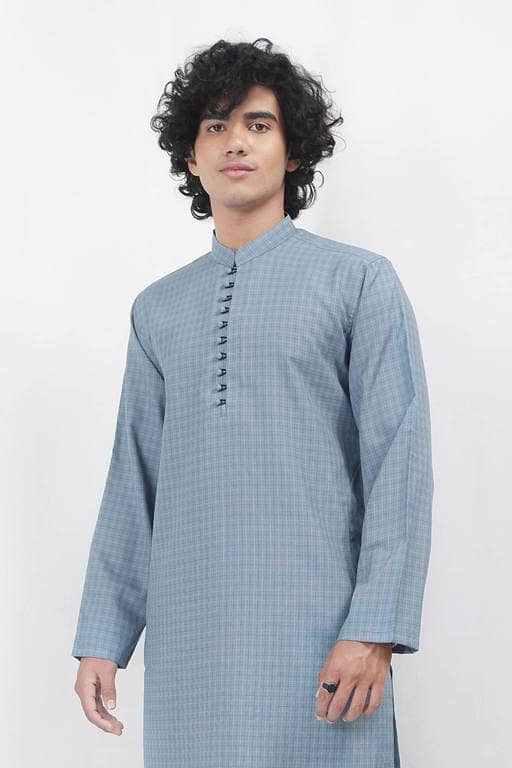 Wash N Wear Fashion Work Shalwar Kameez - Blue/White