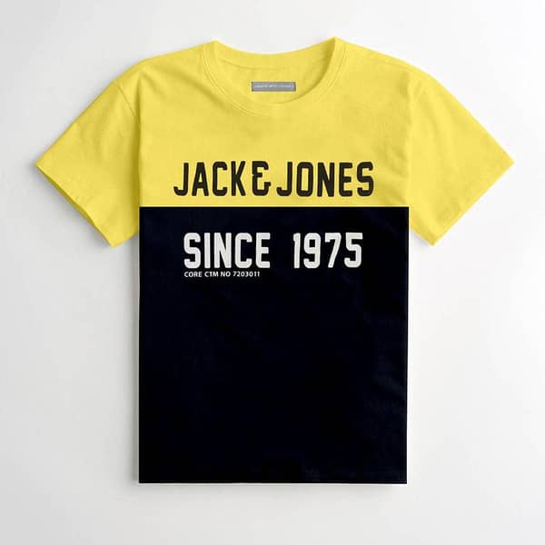 J & J Yellow Navy Signature Printed Tee