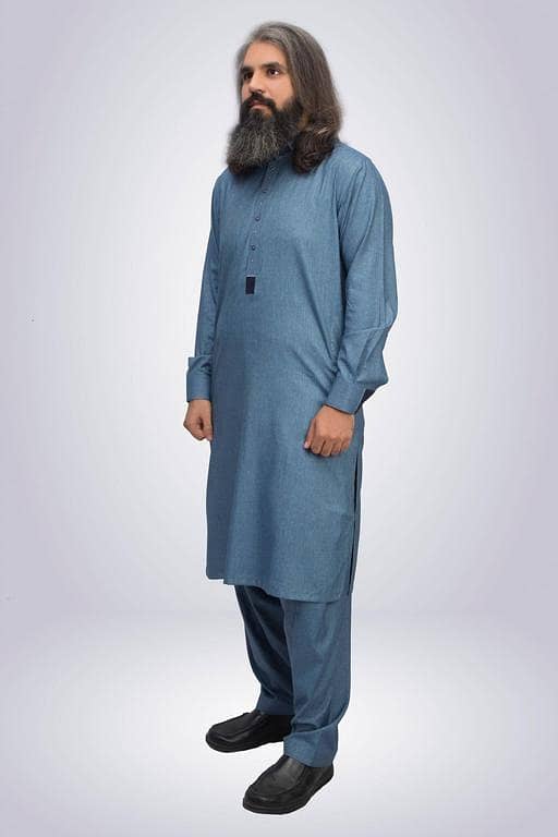Wash N Wear Fashion Work Shalwar Kameez - Blue