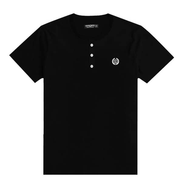 HG Signature Emb Henley Tee - Black