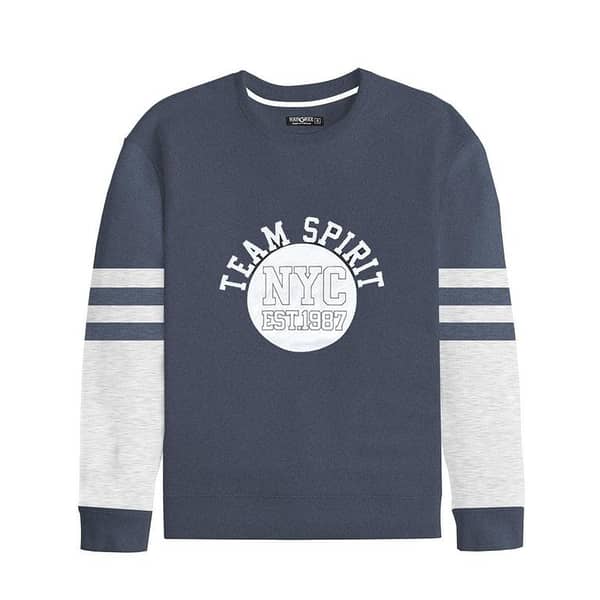 Graphic Printed Fleece Sweat Shirt For Men - Grey (Minor Fault)