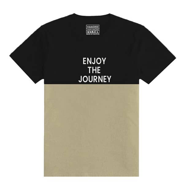 O Neck "Enjoy the Journey" Printed Panel Tee