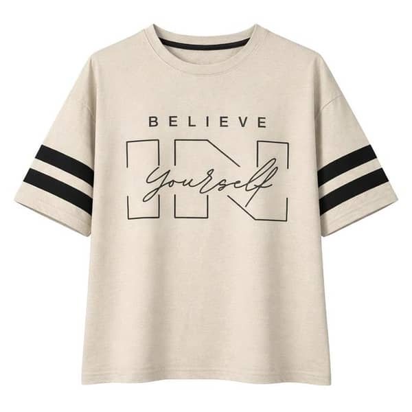 Unisex Oversized Graphic Printed Drop Shoulder T-Shirt - Beige