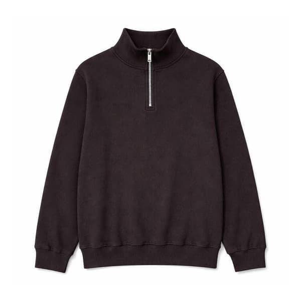 HG Men's Mock Neck Rib Knitted Full Sleeves Zipper Shirt - Choclate Brown