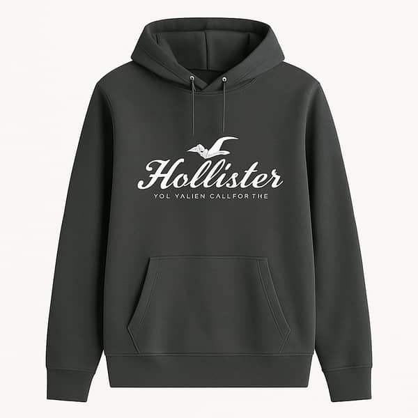 SIGNATURE PRINTED PULL OVER FLEECE HOODIE - GunMetal Gray