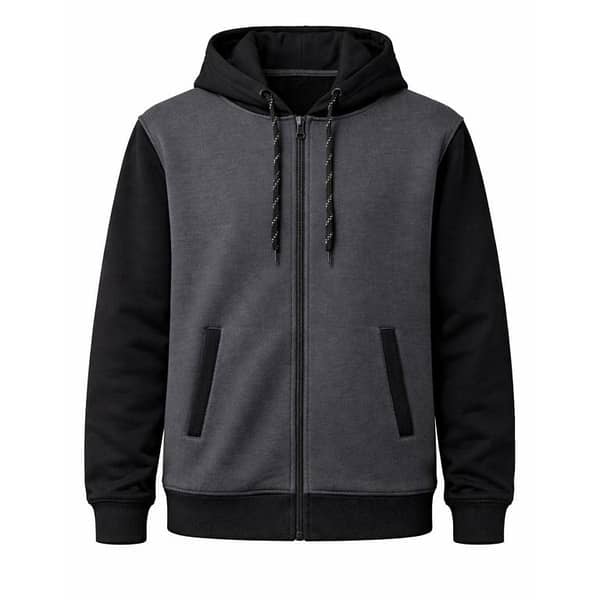 HG Two-Tone Fleece Zip-Up Hoodie – Gunmetal Gray & Black