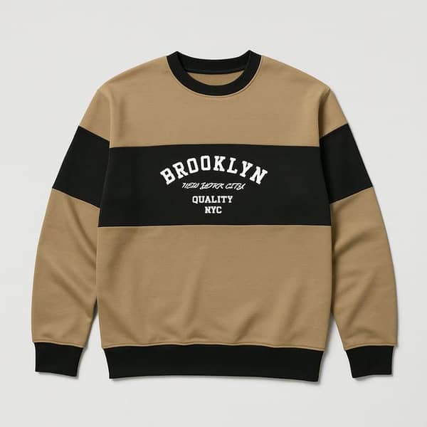 Cut & Sew "Brooklyn" Printed Panel Interlock Sweat Shirt - Clay Creek