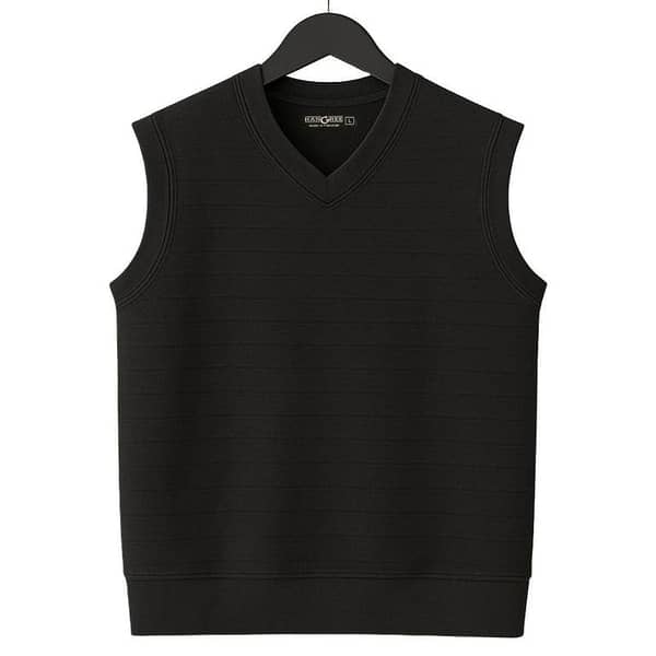 HG Men's Ribbed V-Neck Sleeveless Sweater - Black