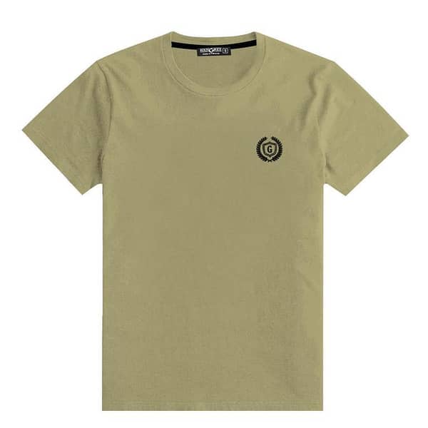Men's Signature Emb. Round Neck Tee Shirt - Dark Beige