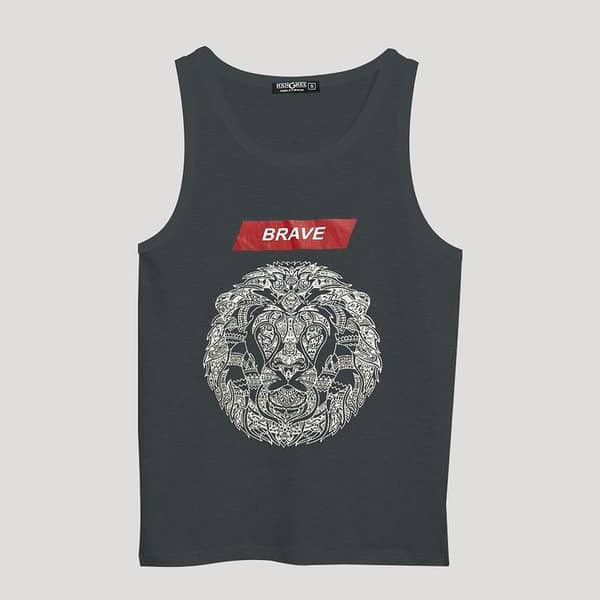 Men Graphic Printed ActiveFit Sleeveless Vest - Dark Gray