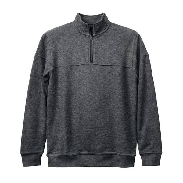 Men's Mock Neck Cut & Sew Panel Zipper Sweat Shirt - Charcoal Gray