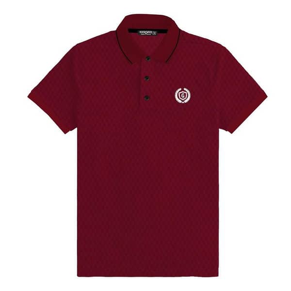 Super Textured Signature Embroidered Tipping Collar Polo - Maroon