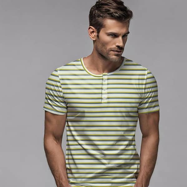 Men Henley Tee Shirt - Striper