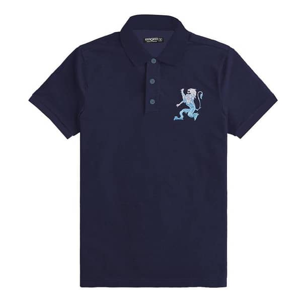 Signature Embroidered Self Collar Polo - Navy
