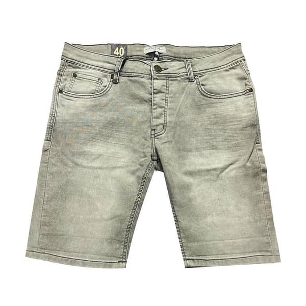 Stretchable Two Quarter Men Denim Short - Gray