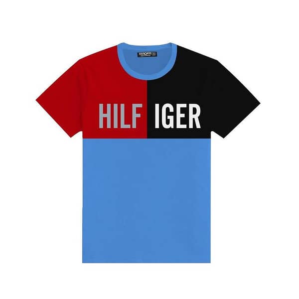 Boys Printed Patch Style Contrast Tee Shirt - True Blue