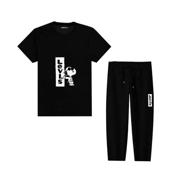 Boy's Printed Summers Track Suit - Black