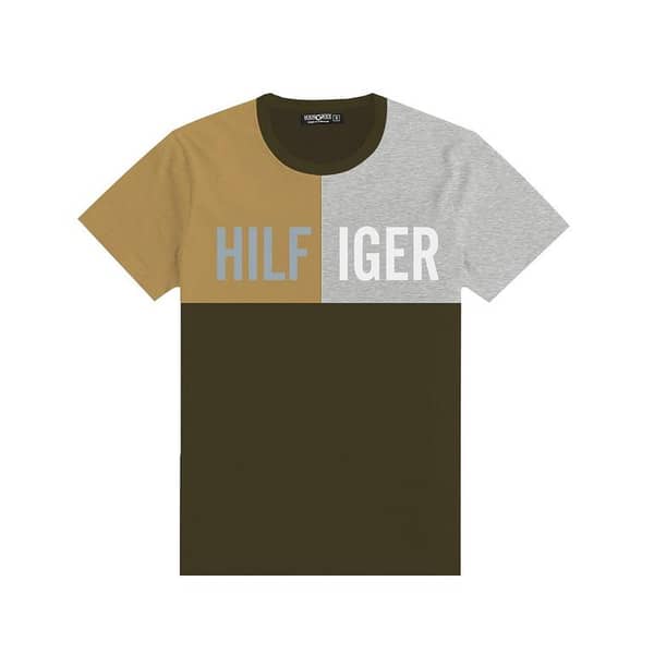 Boys Printed Patch Style Contrast Tee Shirt - Wood Green