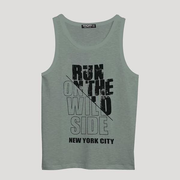 Men Graphic Printed ActiveFit Sleeveless Vest - Slub Gray