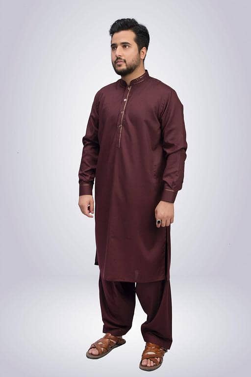 Wash N Wear Fashion Work Shalwar Kameez - Maroon