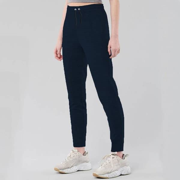 Women's Close Bottom Ripple Fleece Joggar Trouser - Navy